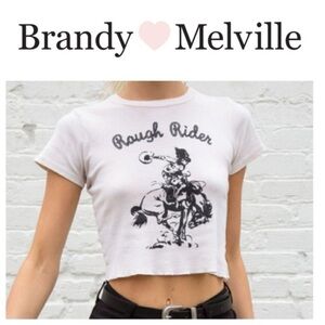 Brandy Melville Rough Rider Crop Top - Cream